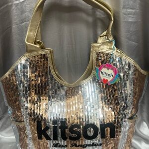 Kitson Glam Sequin Tote in Gold and Silver